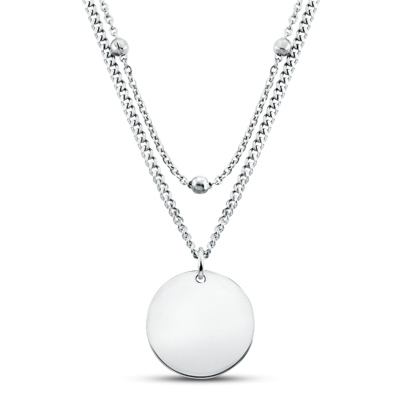 Personalised Circle Necklace With Layered Chain