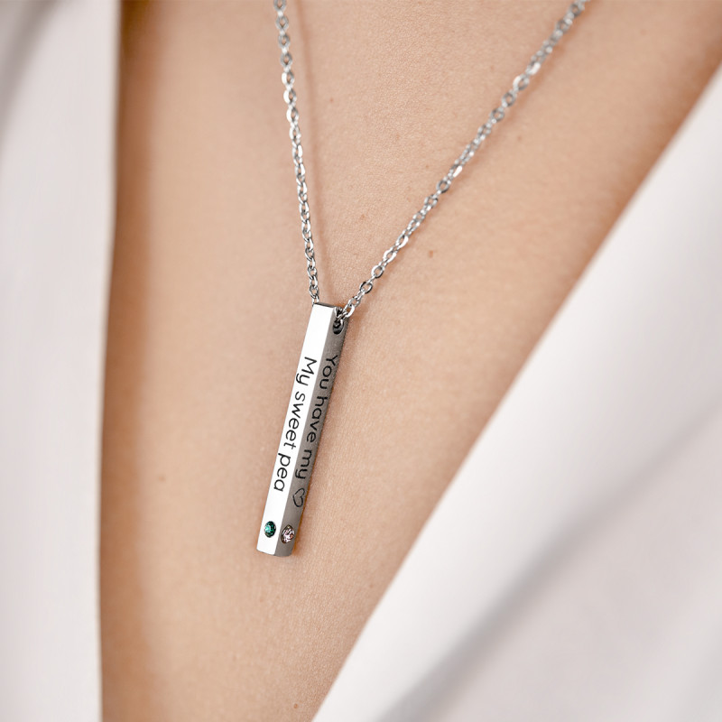 Personalised 4-Side Necklace with 3 Birthstones Personalised 4-Side Necklace with 3 Birthstones