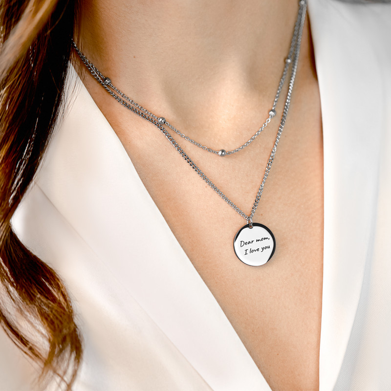 Personalised Circle Necklace With Layered Chain Personalised Circle Necklace With Layered Chain