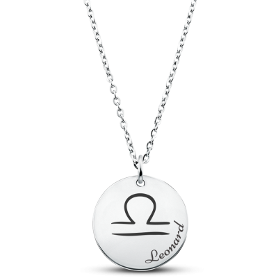 Personalised Zodiac Necklace with front Text Personalised Zodiac Necklace with front Text