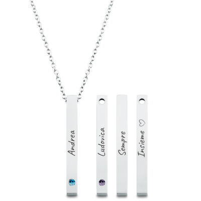 Personalised 4-Side Necklace with 2 Birthstones Personalised 4-Side Necklace with 2 Birthstones